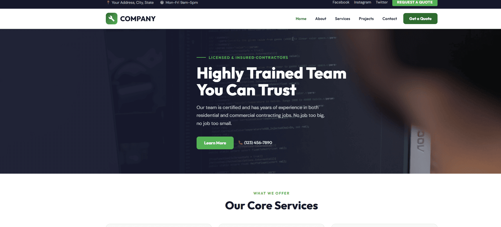 Plumbing Website Template 2 - Dark Modern
